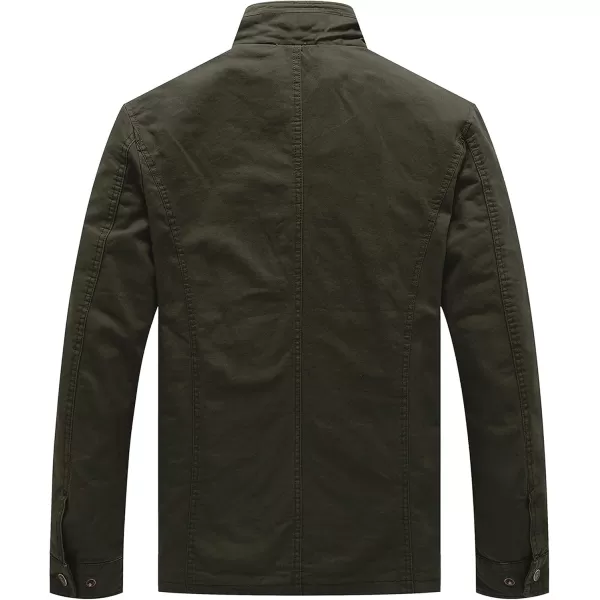 WenVen Mens Lightweight Military Style Jacket Twill Cotton WindbreakerArmy Green