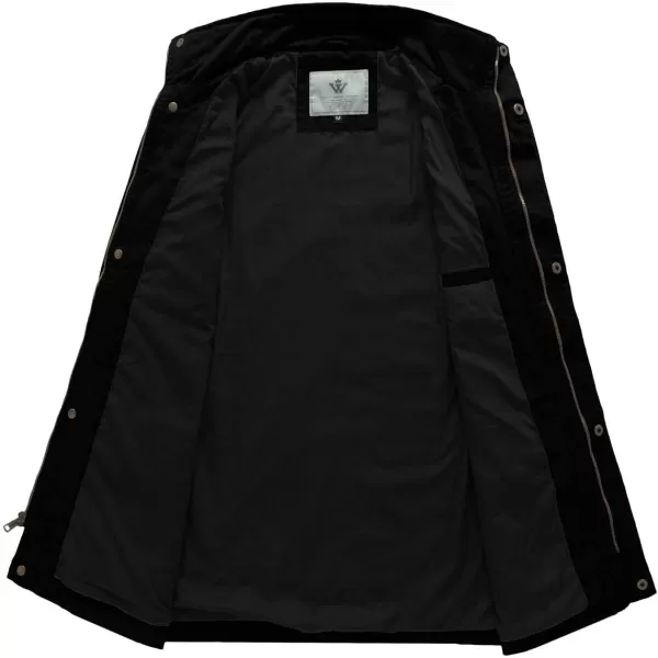 WenVen Mens Lightweight Military Style Jacket Twill Cotton WindbreakerBlack