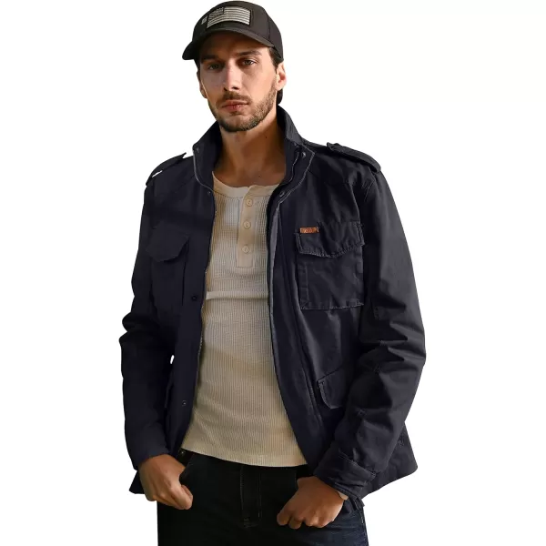 WenVen Mens Lightweight Military Style Jacket Twill Cotton WindbreakerGrey