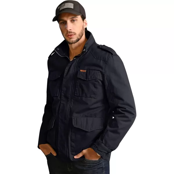 WenVen Mens Lightweight Military Style Jacket Twill Cotton WindbreakerGrey