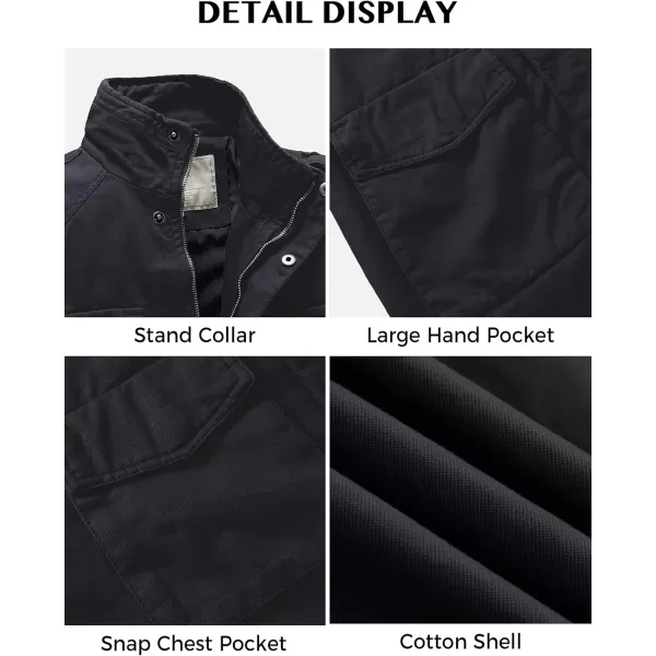 WenVen Mens Lightweight Military Style Jacket Twill Cotton WindbreakerGrey