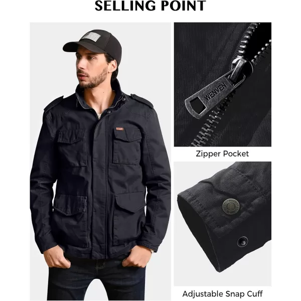 WenVen Mens Lightweight Military Style Jacket Twill Cotton WindbreakerGrey