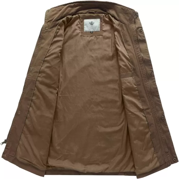 WenVen Mens Lightweight Military Style Jacket Twill Cotton WindbreakerKhaki