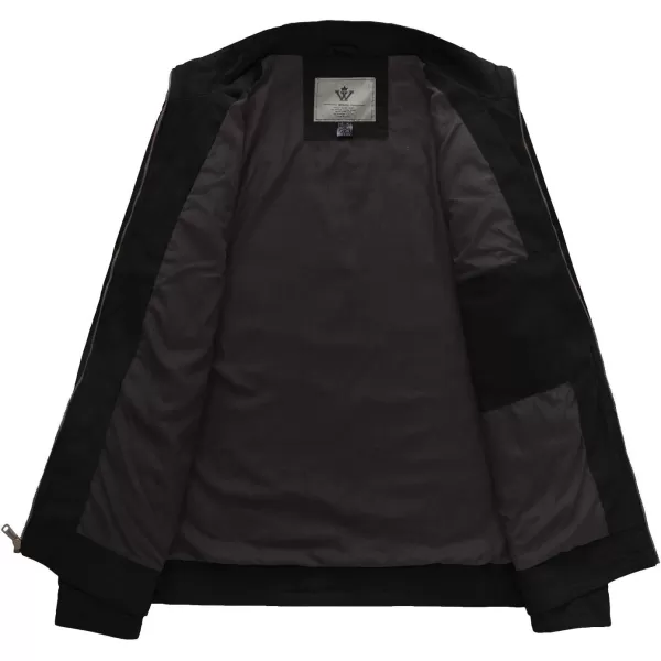 WenVen Mens Spring Canvas Military Style Jacket Casual Lightweight Cotton CoatBlack