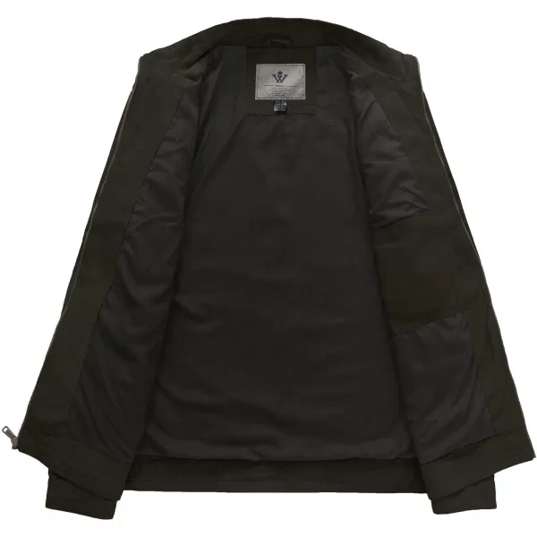 WenVen Mens Spring Canvas Military Style Jacket Casual Lightweight Cotton CoatGreen