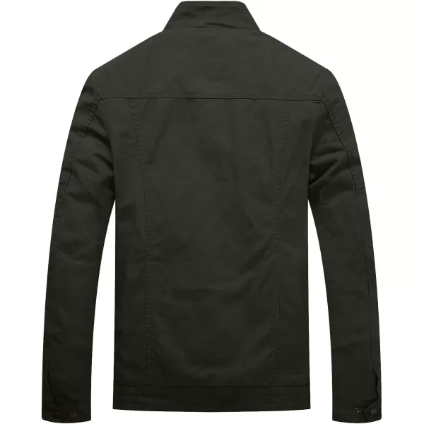 WenVen Mens Spring Canvas Military Style Jacket Casual Lightweight Cotton CoatGreen