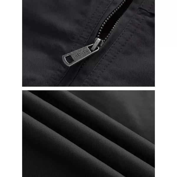 WenVen Mens Spring Canvas Military Style Jacket Casual Lightweight Cotton CoatGrey