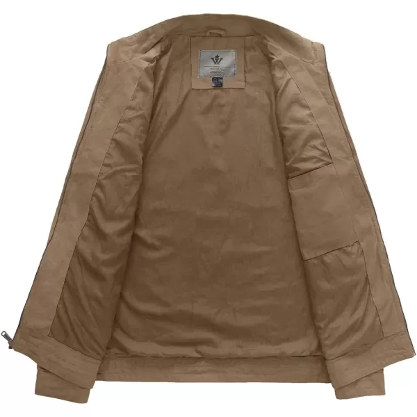 WenVen Mens Spring Canvas Military Style Jacket Casual Lightweight Cotton CoatKhaki