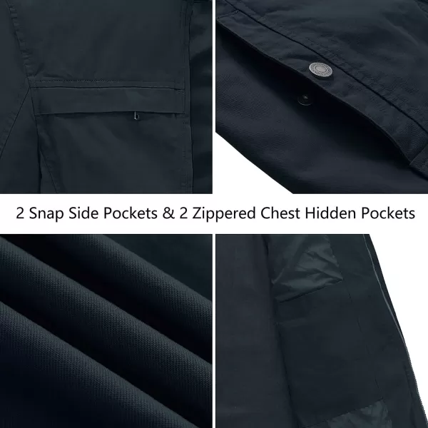 WenVen Mens Spring Canvas Military Style Jacket Casual Lightweight Cotton CoatNavy