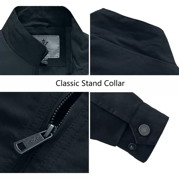 WenVen Mens Spring Canvas Military Style Jacket Casual Lightweight Cotton CoatNavy