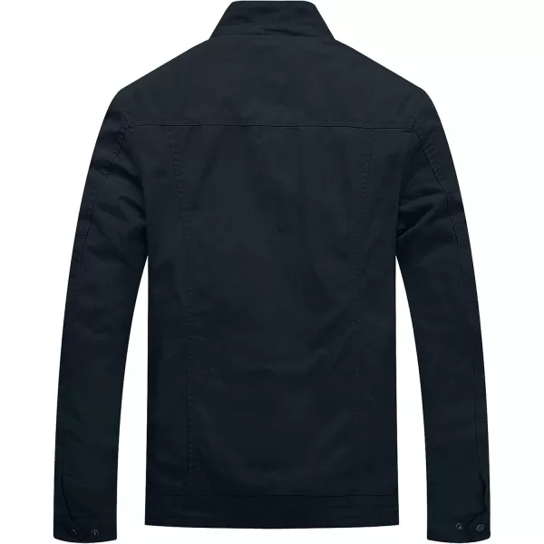 WenVen Mens Spring Canvas Military Style Jacket Casual Lightweight Cotton CoatNavy