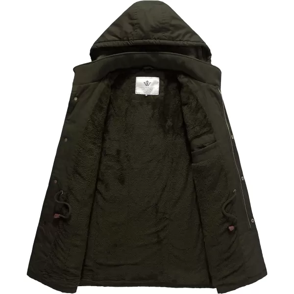 WenVen Mens Winter Military Thicken Parka Jacket Warm Coat with Removable HoodArmy Green