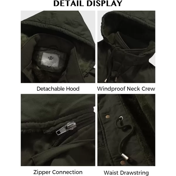 WenVen Mens Winter Military Thicken Parka Jacket Warm Coat with Removable HoodArmy Green