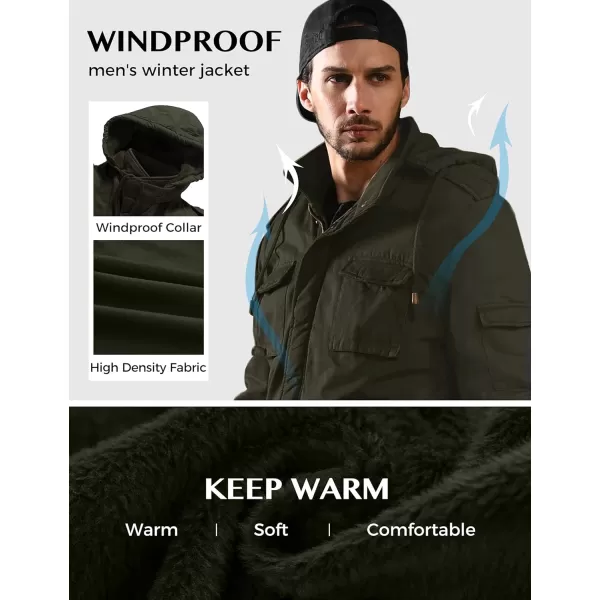 WenVen Mens Winter Military Thicken Parka Jacket Warm Coat with Removable HoodArmy Green