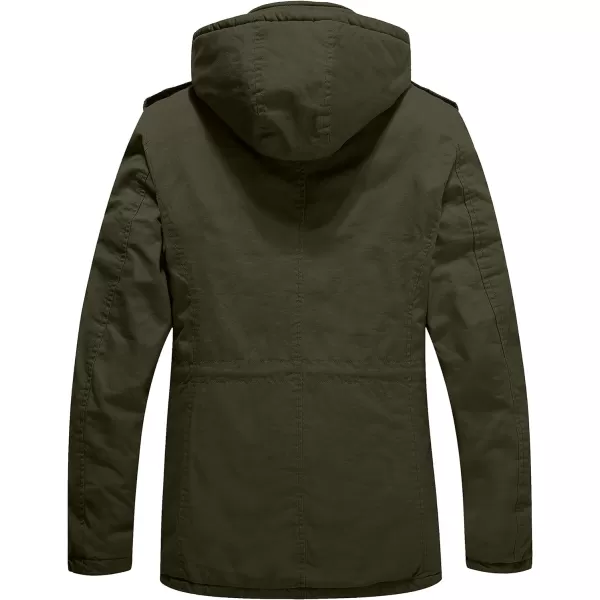 WenVen Mens Winter Military Thicken Parka Jacket Warm Coat with Removable HoodArmy Green