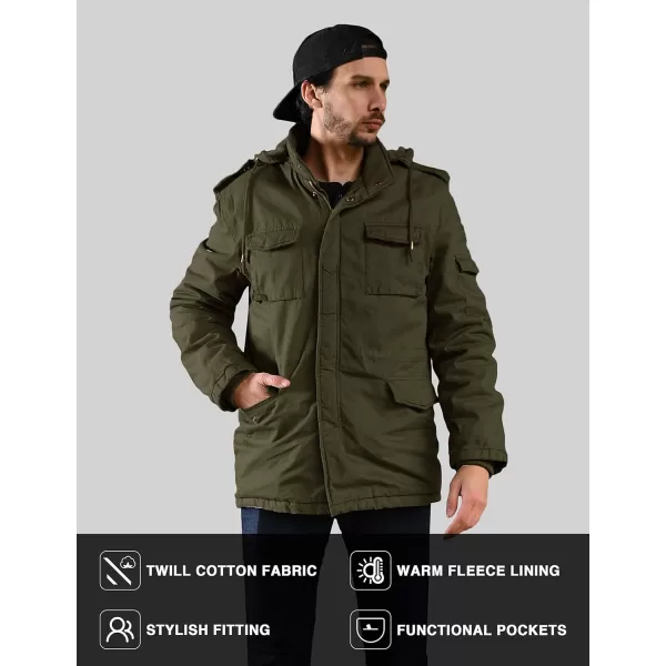 WenVen Mens Winter Military Thicken Parka Jacket Warm Coat with Removable HoodArmy Green