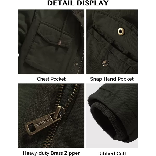 WenVen Mens Winter Military Thicken Parka Jacket Warm Coat with Removable HoodArmy Green