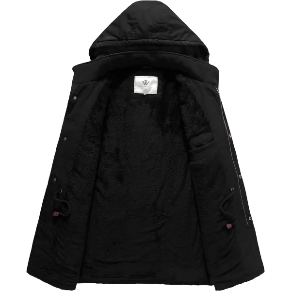 WenVen Mens Winter Military Thicken Parka Jacket Warm Coat with Removable HoodBlack
