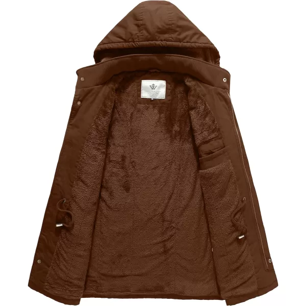 WenVen Mens Winter Military Thicken Parka Jacket Warm Coat with Removable HoodCoffee