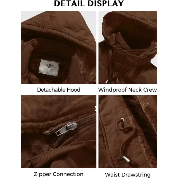 WenVen Mens Winter Military Thicken Parka Jacket Warm Coat with Removable HoodCoffee