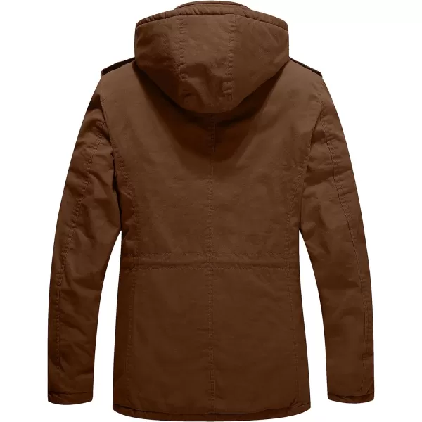 WenVen Mens Winter Military Thicken Parka Jacket Warm Coat with Removable HoodCoffee