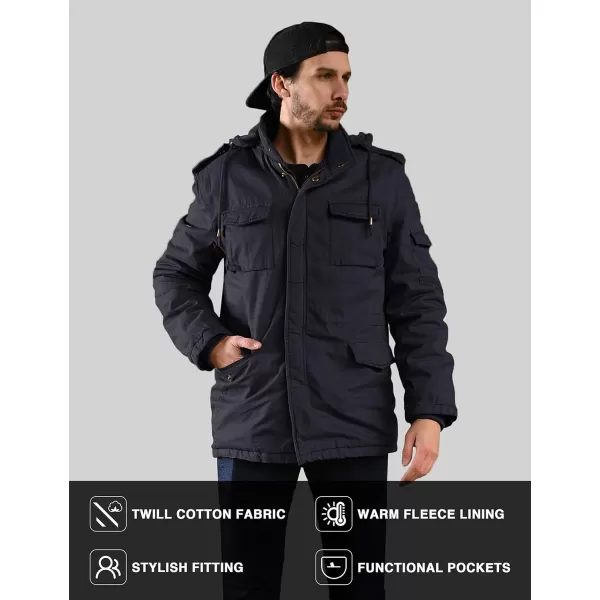 WenVen Mens Winter Military Thicken Parka Jacket Warm Coat with Removable HoodGrey