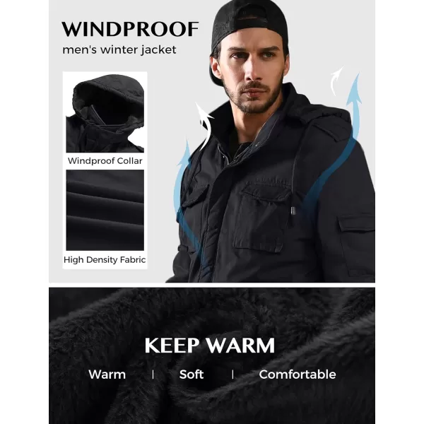 WenVen Mens Winter Military Thicken Parka Jacket Warm Coat with Removable HoodGrey