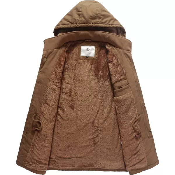 WenVen Mens Winter Military Thicken Parka Jacket Warm Coat with Removable HoodKhaki