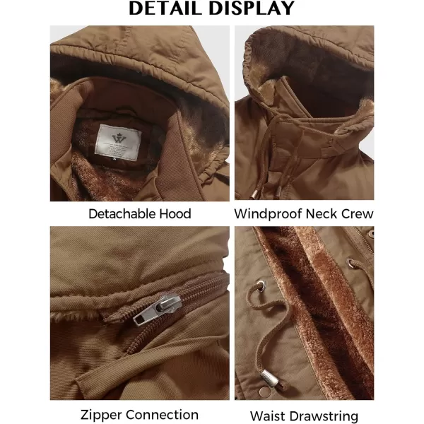 WenVen Mens Winter Military Thicken Parka Jacket Warm Coat with Removable HoodKhaki