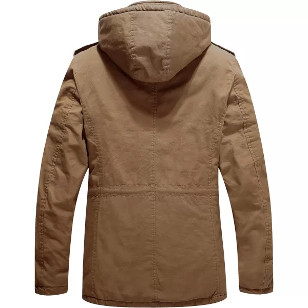 WenVen Mens Winter Military Thicken Parka Jacket Warm Coat with Removable HoodKhaki