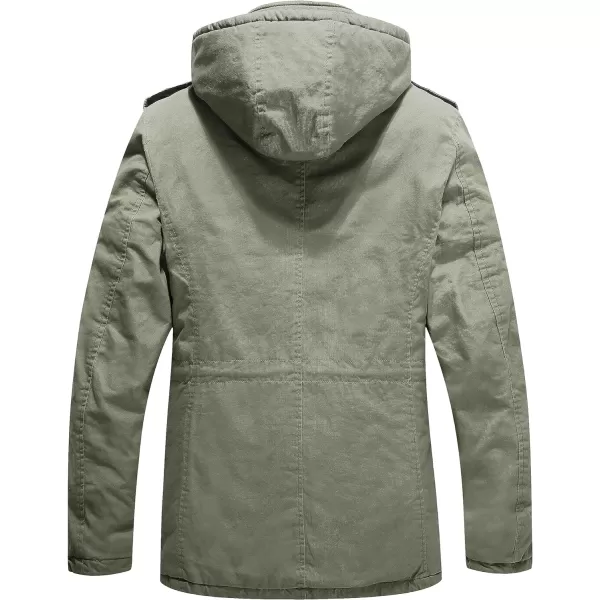 WenVen Mens Winter Military Thicken Parka Jacket Warm Coat with Removable HoodLight Olive