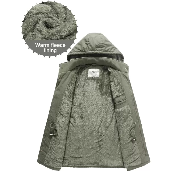 WenVen Mens Winter Military Thicken Parka Jacket Warm Coat with Removable HoodLight Olive