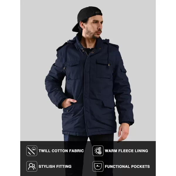 WenVen Mens Winter Military Thicken Parka Jacket Warm Coat with Removable HoodNavy