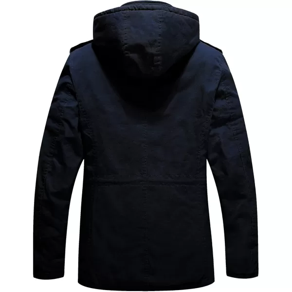 WenVen Mens Winter Military Thicken Parka Jacket Warm Coat with Removable HoodNavy