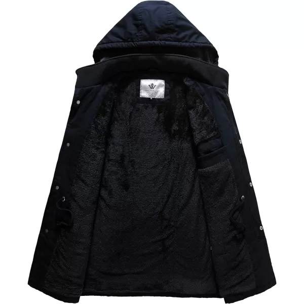 WenVen Mens Winter Military Thicken Parka Jacket Warm Coat with Removable HoodNavy