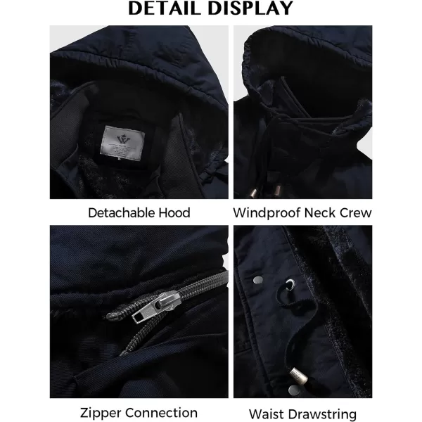 WenVen Mens Winter Military Thicken Parka Jacket Warm Coat with Removable HoodNavy