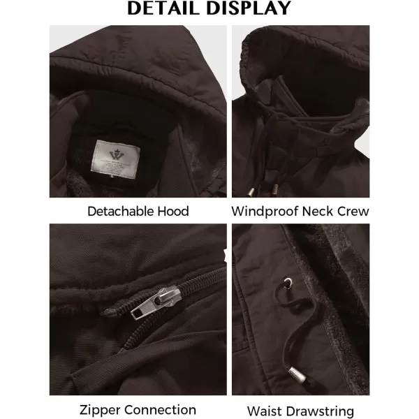 WenVen Mens Winter Military Thicken Parka Jacket Warm Coat with Removable HoodTobacco