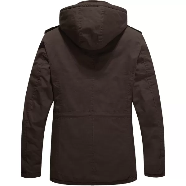 WenVen Mens Winter Military Thicken Parka Jacket Warm Coat with Removable HoodTobacco