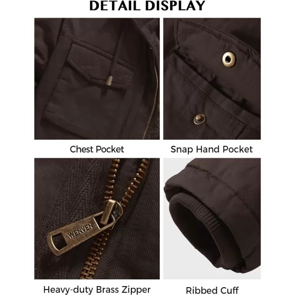 WenVen Mens Winter Military Thicken Parka Jacket Warm Coat with Removable HoodTobacco