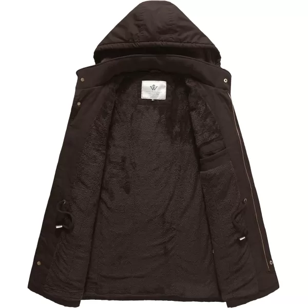 WenVen Mens Winter Military Thicken Parka Jacket Warm Coat with Removable HoodTobacco