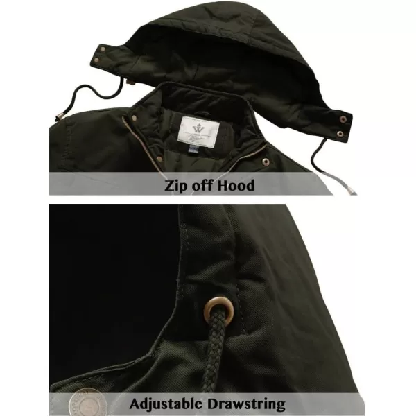 WenVen Mens Winter Warm Thicken Cotton Quilted Military Jacket Coat with HoodArmy Green