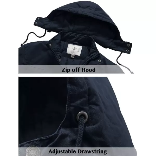 WenVen Mens Winter Warm Thicken Cotton Quilted Military Jacket Coat with HoodBlue