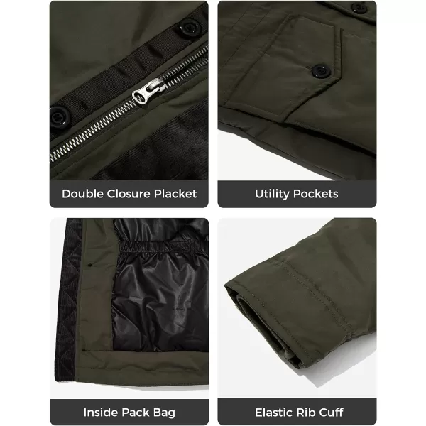 WenVen Mens Winter Warm Thickened Waterproof Parka Jacket Fur Hooded CoatArmy Green