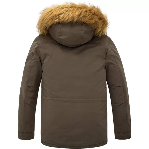 WenVen Mens Winter Warm Thickened Waterproof Parka Jacket Fur Hooded CoatGrey