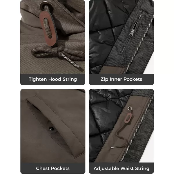 WenVen Mens Winter Warm Thickened Waterproof Parka Jacket Fur Hooded CoatGrey