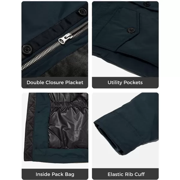 WenVen Mens Winter Warm Thickened Waterproof Parka Jacket Fur Hooded CoatNavy