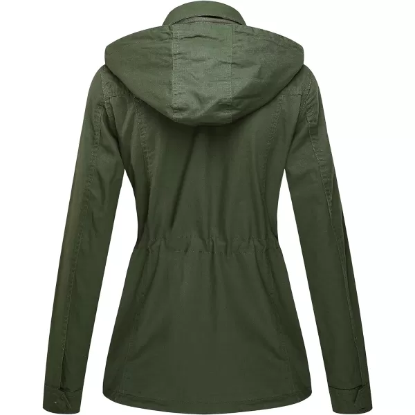 WenVen Womens Anorak Military Jacket Lightweight Casual Cotton Coat with HoodArmy Green