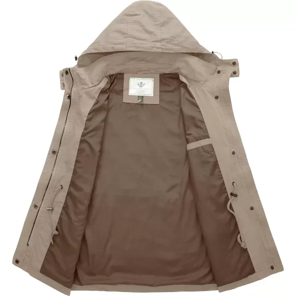 WenVen Womens Anorak Military Jacket Lightweight Casual Cotton Coat with HoodKhaki