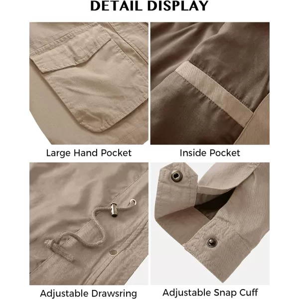 WenVen Womens Anorak Military Jacket Lightweight Casual Cotton Coat with HoodKhaki
