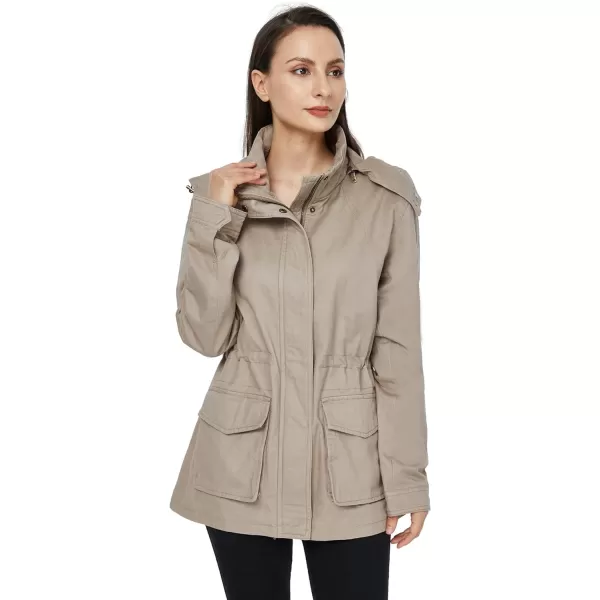 WenVen Womens Anorak Military Jacket Lightweight Casual Cotton Coat with HoodKhaki